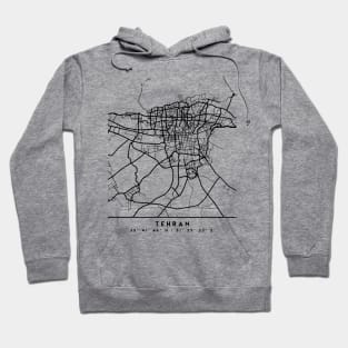 TEHRAN IRAN BBLACK CITY STREET MAP ART Hoodie